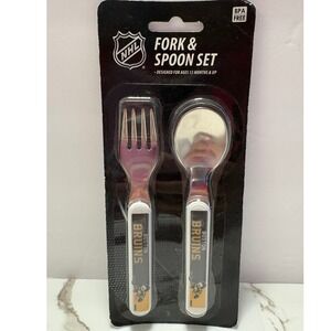 NHL Boston Bruins Baby Fanatic Fork and Spoon Set Toddler Cutlery‎ BPA Free NEW